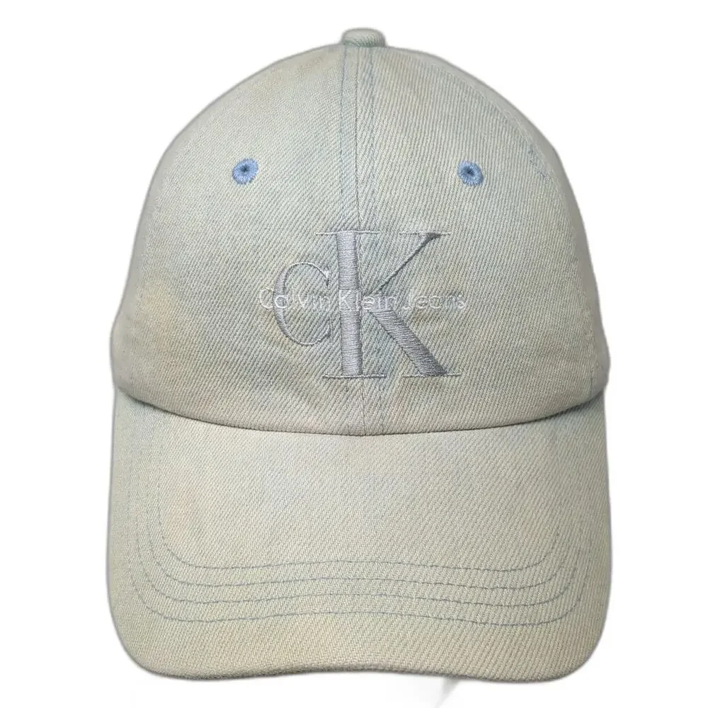 Calvin Klein Jeans Baseball Cap Blue One Size Slideback Light Wash Denim Hat